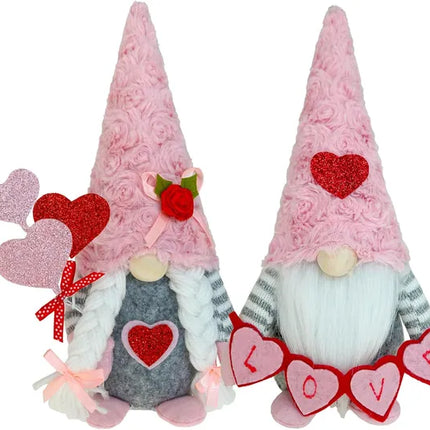 Valentine Gnomes Decorations For Home Valentines Day Tiered Tray Decor Pink Valentine Gnomes Plush Scandinavian Tomte Elf Holiday Gnomes Ornaments Valentines Day Gifts For Her