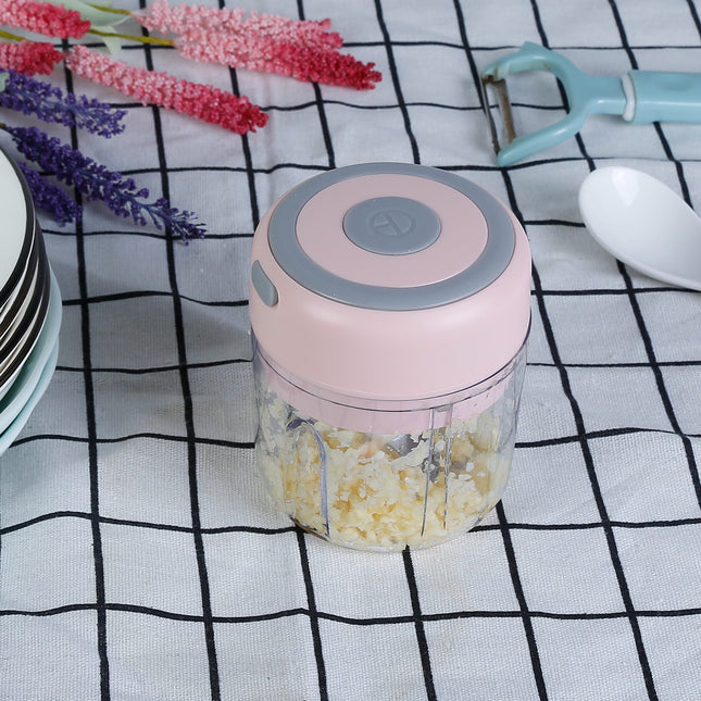 Mini Electric Garlic Chopper 8.45OZ Cordless Garlic Mincer Food Chopper Rechargeable Food Blender Chili Nut Onion Pepper Meat Ginger Food