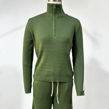 AutumnWinter Casual Sportswear Green Two-Piece Set