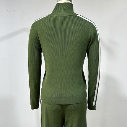 AutumnWinter Casual Sportswear Green Two-Piece Set